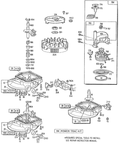 (3)sump Bases,vertical Pull Diagram and Parts List for 111707-3052-XX  Briggs and Stratton Engine